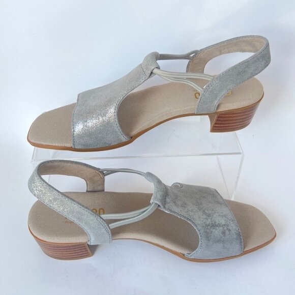 Munro Women Gunmetal Metallic Sandals Leather Slingback Block Heels Size 8.5 - Picture 2 of 13